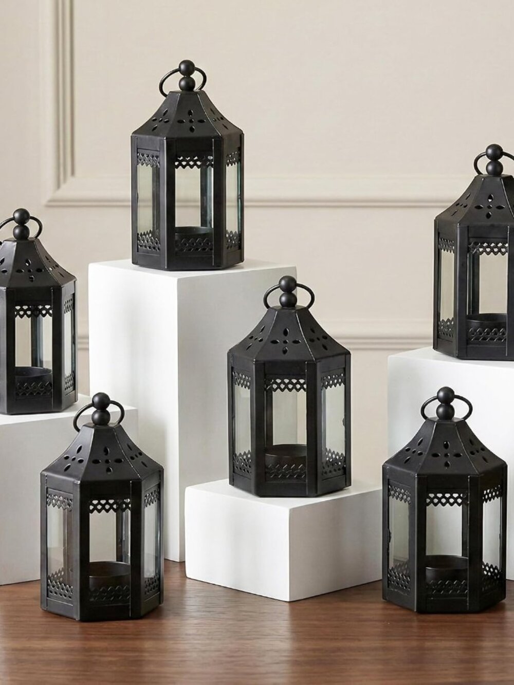 Tea Light Candle Holders, Mini Table Centerpieces, Black